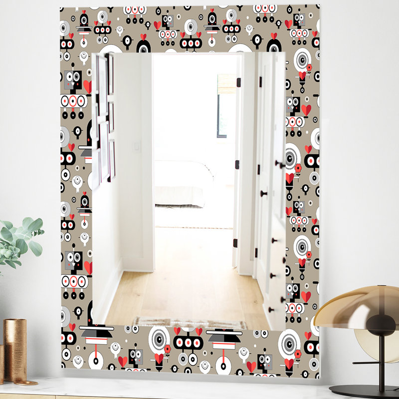 Miroir de salle de bain/meuble-lavabo moderne avec robots amusante lovers, H 24 po x l 32 po