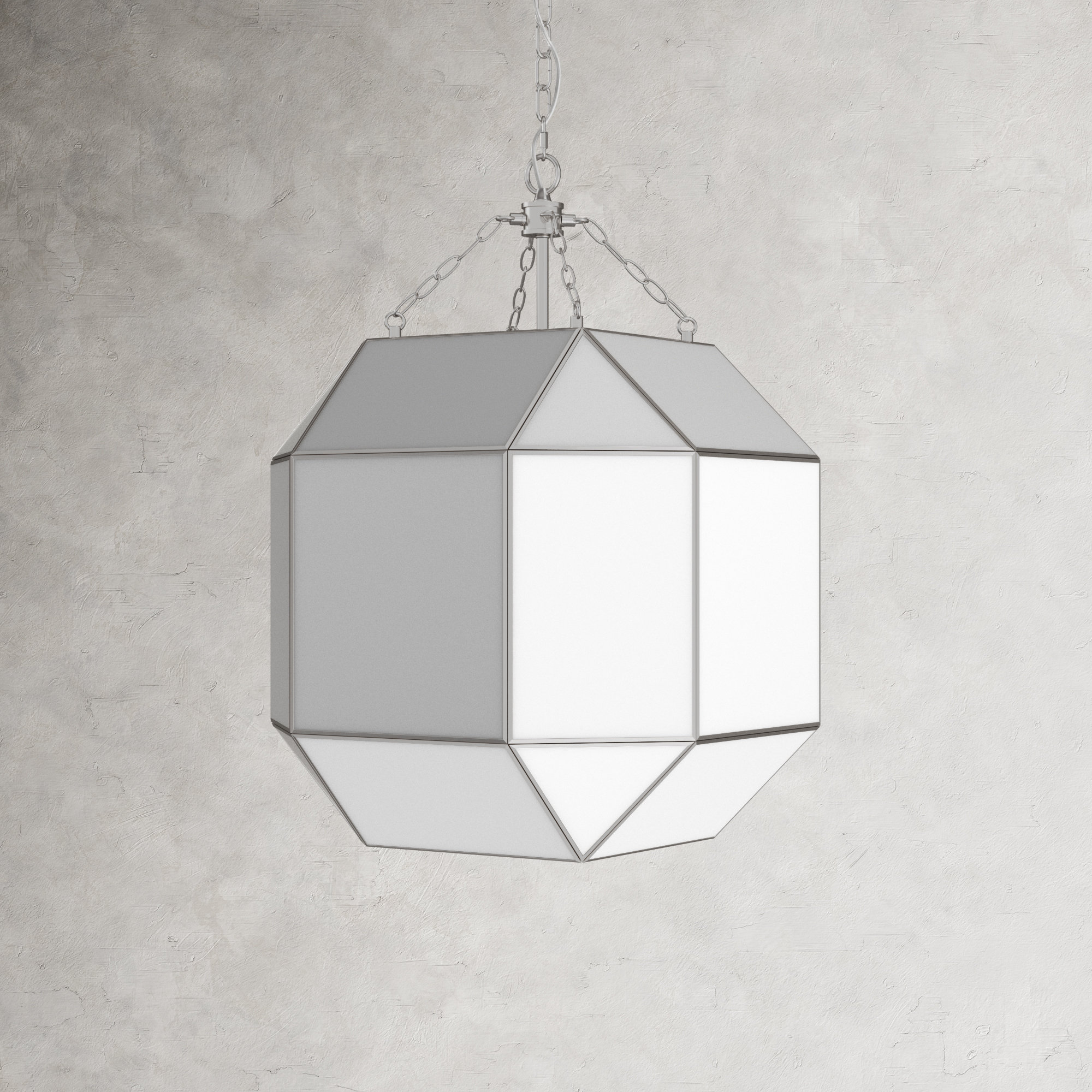 Reid 3 Light Glass Dimmable Pendant, Brushed Nickel, White, 23.25" H x 13.5" W x 13.5" D