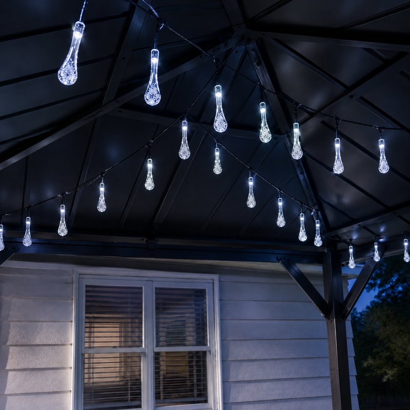 Guirlande lumineuse solaire féérique à 30 DEL, 8 modes d'éclairage extérieur, idéale pour les décorations de Noël, Blanc