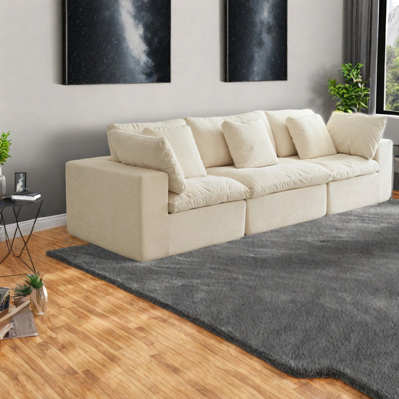 Canapés confortables en tissu, blanc antique, design moderne pour la maison