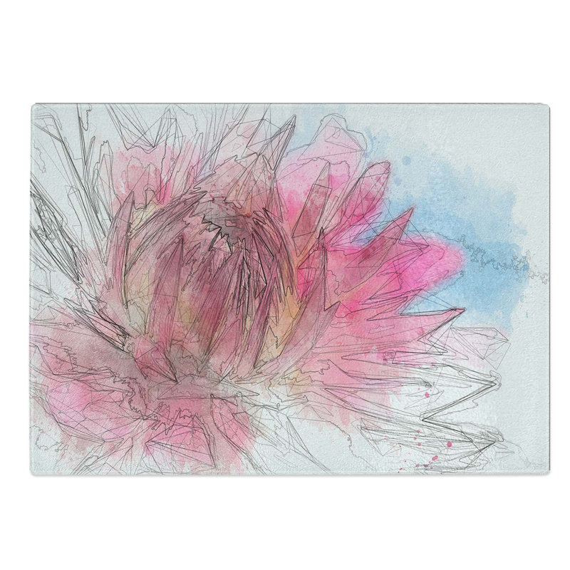 Tempered Glass Flower Chopping Board, 28.5 cm W x 20 cm L