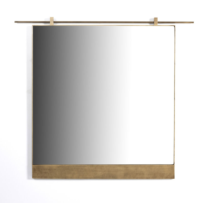 Miroir décoratif moderne et contemporain Hutton Chico, 45 po x 50 po, Laiton antique