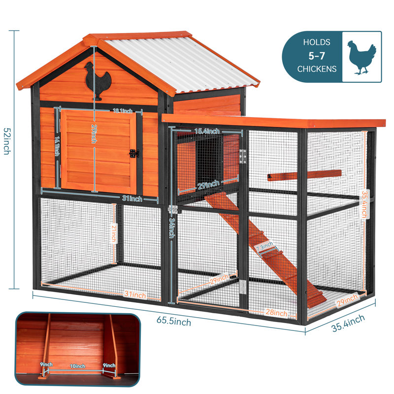 Durable Wood and Iron Chicken Coop, Yellow