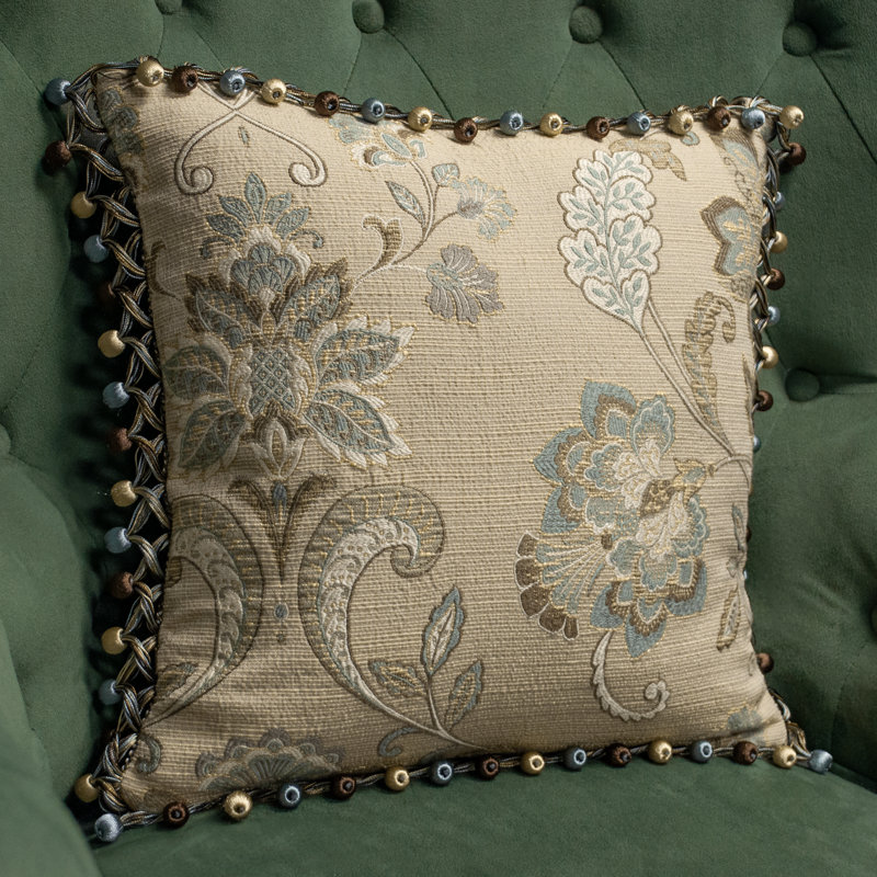 Thomas Collection® Taupe Blue Brown Paisley Accent Pillow with Trim Assorted Sizes