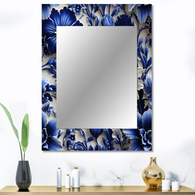 Motif victorien néo-gothique bleu cobalt Lancaster - miroir mural floral