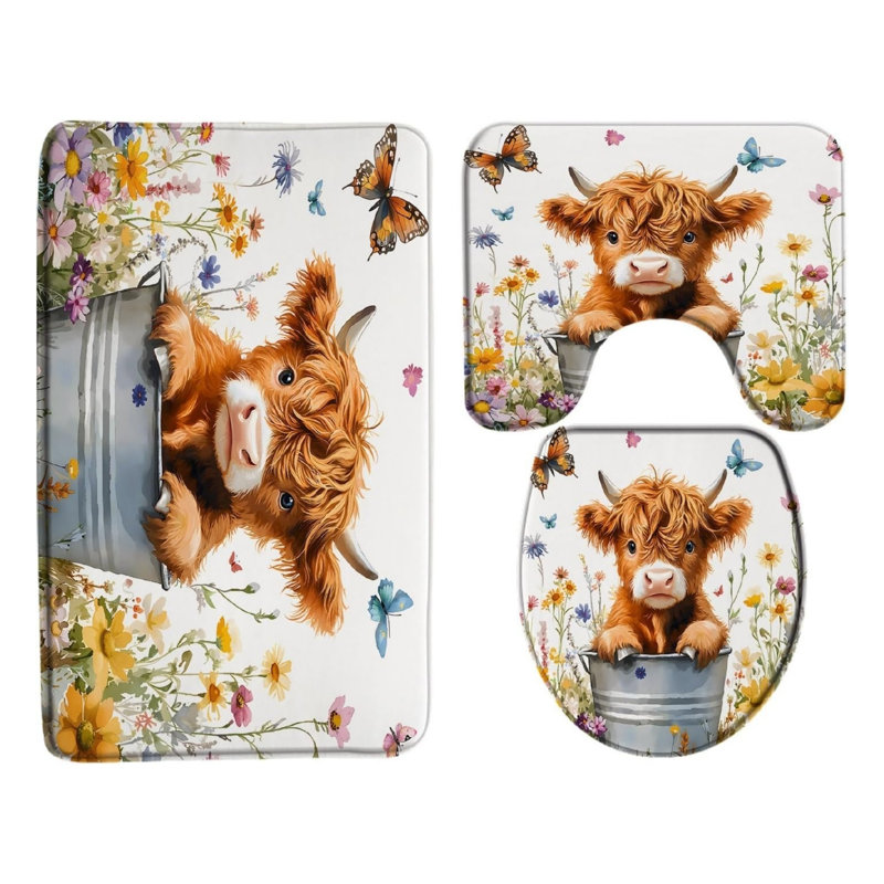 Ensemble de 3 tapis pour salle de bain Rainbow Octopus, Brun, Animals