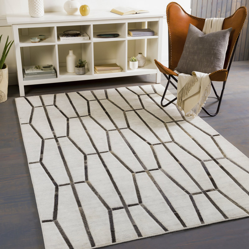 Tapis gris tissé à la main Avielle, Rectangle de 10 pi x 14 pi