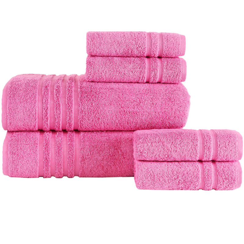 Bath Sheet Towels 6 Pieces Bundle | Includes: 2 Luxury Bath Sheet Towels, 4 Hand Towels | Quality, Soft Towel Set, Pink