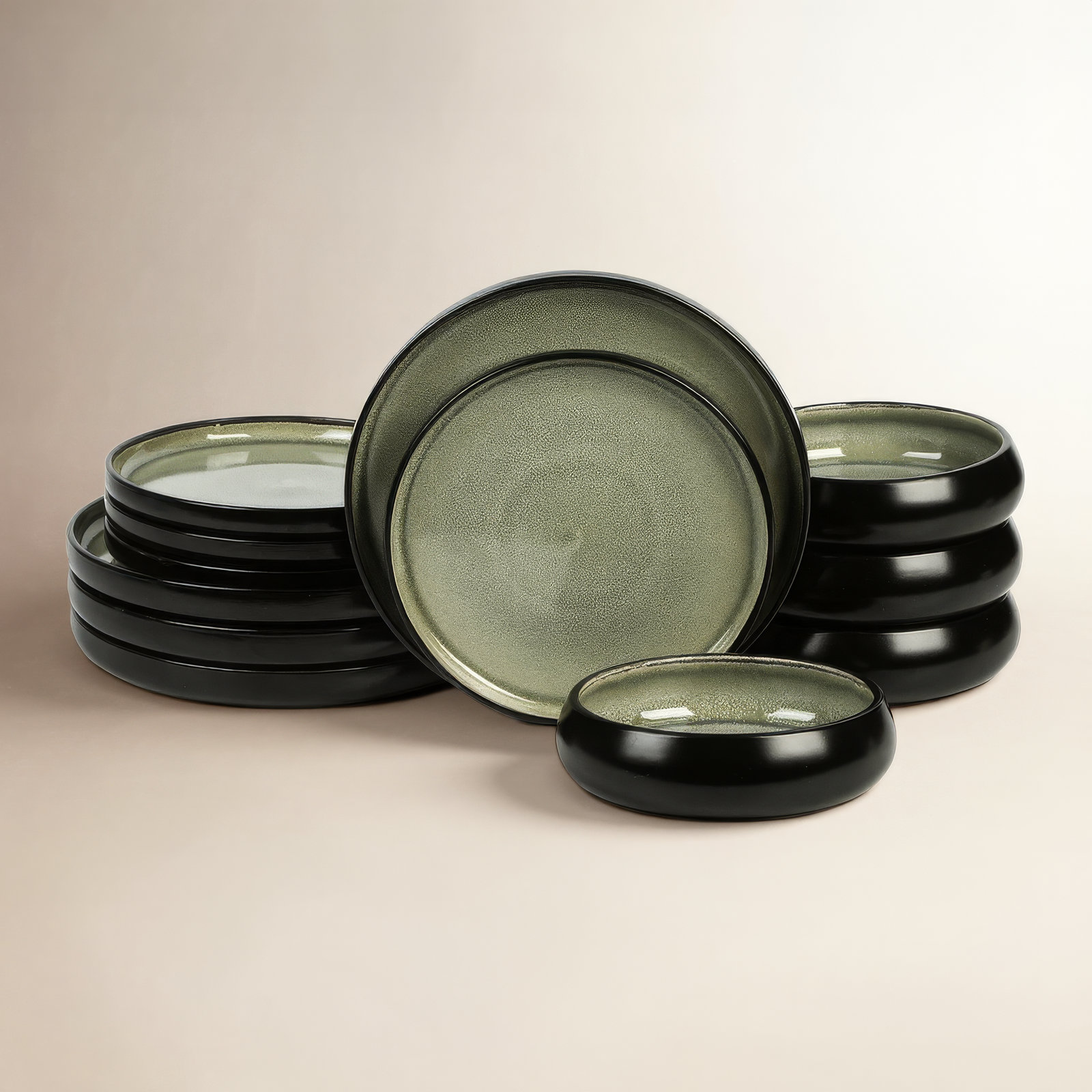 Lagoon Stoneware Dinnerware Set, Green