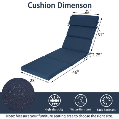 25" x 77" x 2.75" Outdoor/Indoor Chaise Lounge Cushion Set with Pillow (1-Pack)