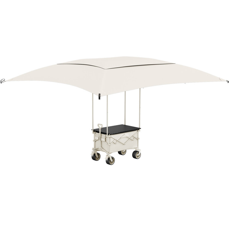 Outdoor Utility Cart with Waterproof Canopy, Beige