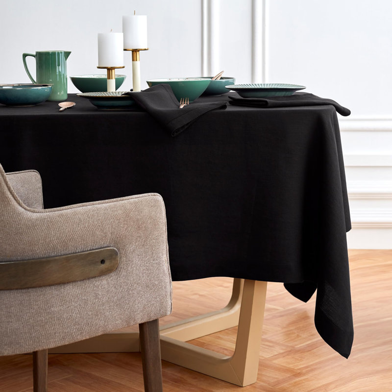 Sonoma - 100% Pure Linen Tablecloth (Prewashed), Black, 132" x 70"