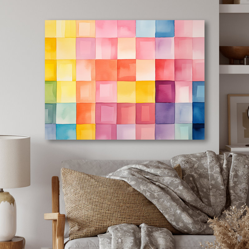 «Paster Color Cubes Patterns II» - art mural géométrique en métal MT137618, H 12 po x l 20 po x P 1 po