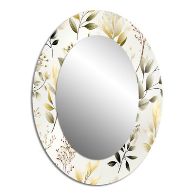 Delicate Ferns - Floral Oval Decorative Mirror On Metal