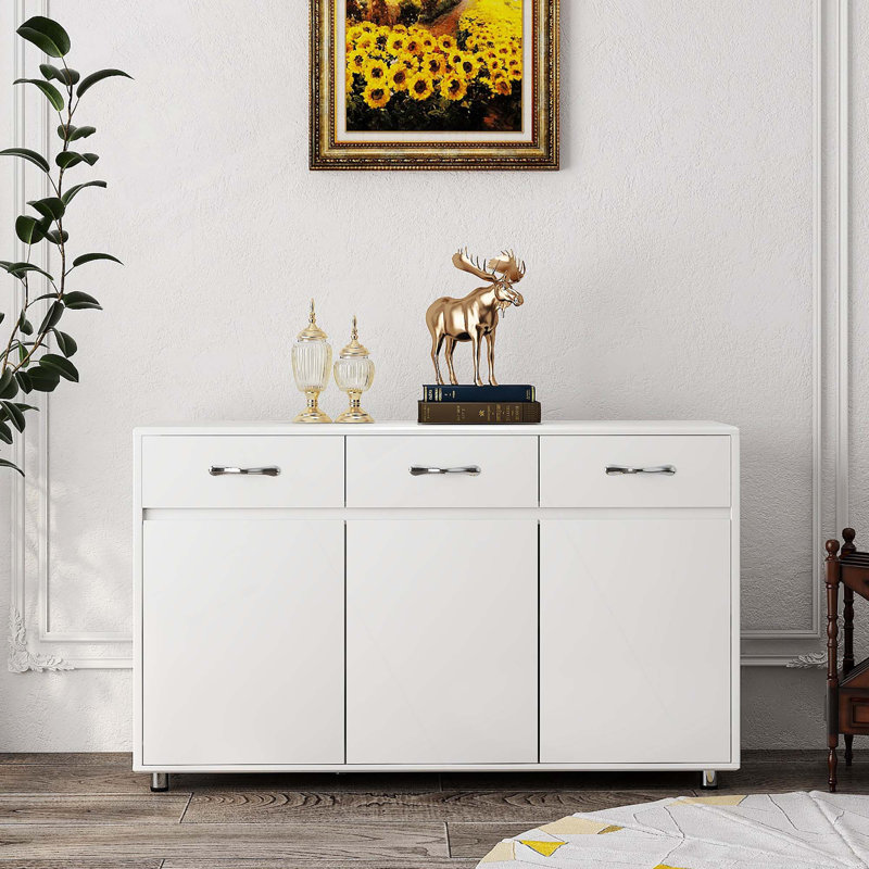 Modern Sidrboard, Side Table With Drawer And Doors, White