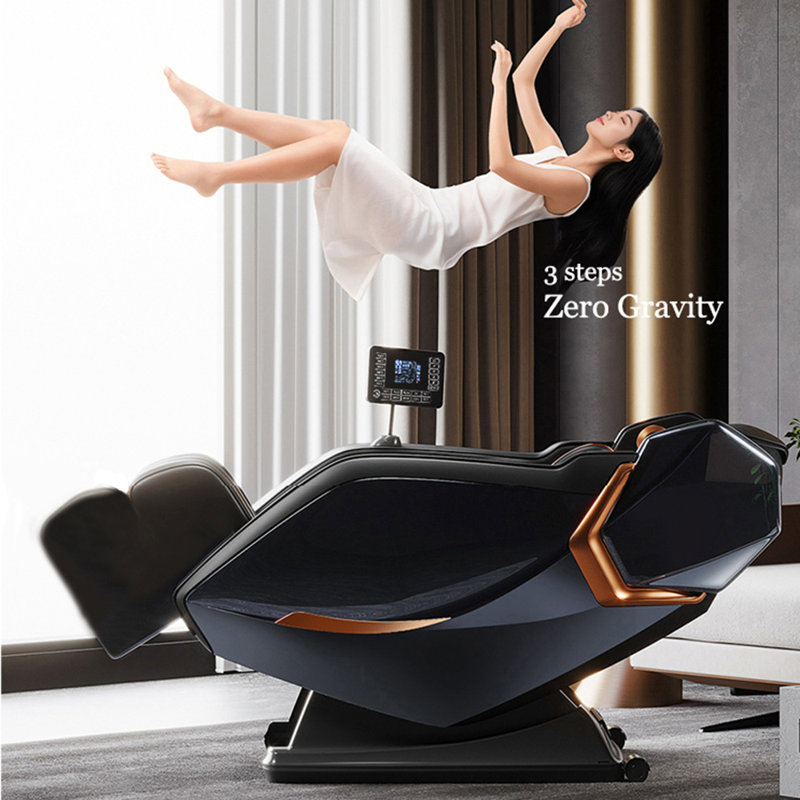 Fauteuil inclinable Sl-Track de fauteuil de massage complet à gravité zéro avec haut-parleur gonflable et écran LCD, Noir