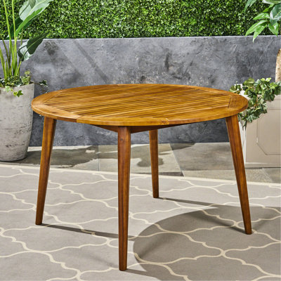 Table en bois de 46,79 po x 46,79 po, finition simple et conception convenant à la terrasse