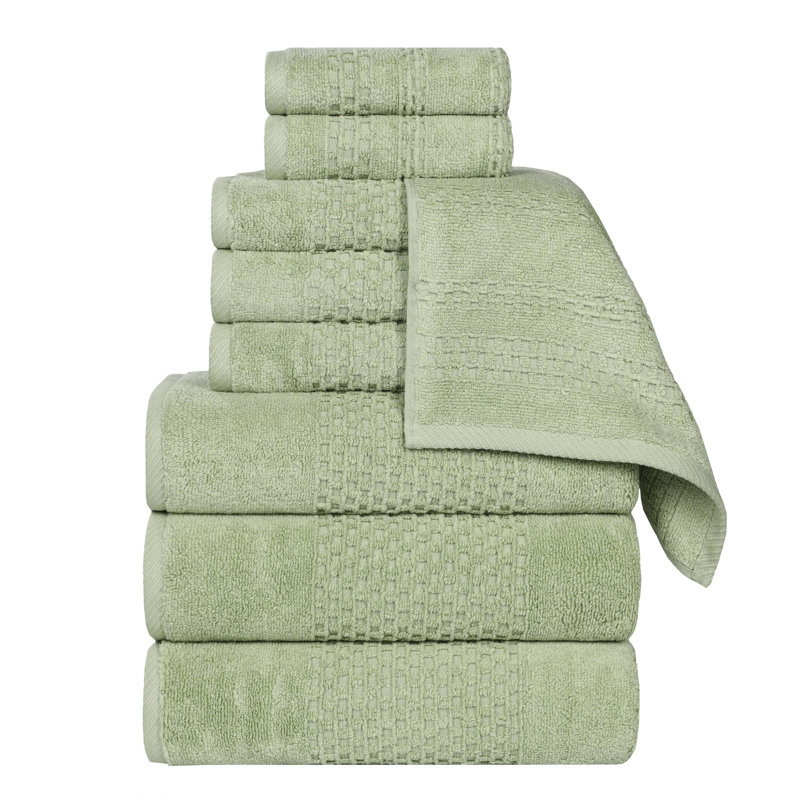Ensemble de serviettes texturées gaufrées en coton gaufré de poids moyen Playa Zero Twist, Ensemble de serviettes 9 pièces
