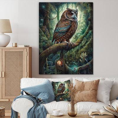 " Portrait Of Wise Owl In The Forest "