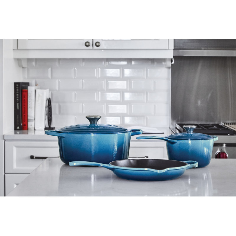 Le Creuset Enameled Cast Iron Oval Dutch Oven with Lid, White/Silver