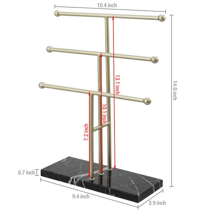 Marble Base Jewellery Stand, Gold/Black