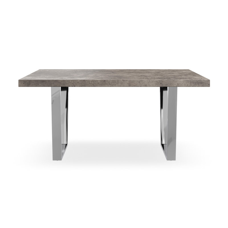Dayatra Dining Table Modern Table w Chrome Legs, Grey