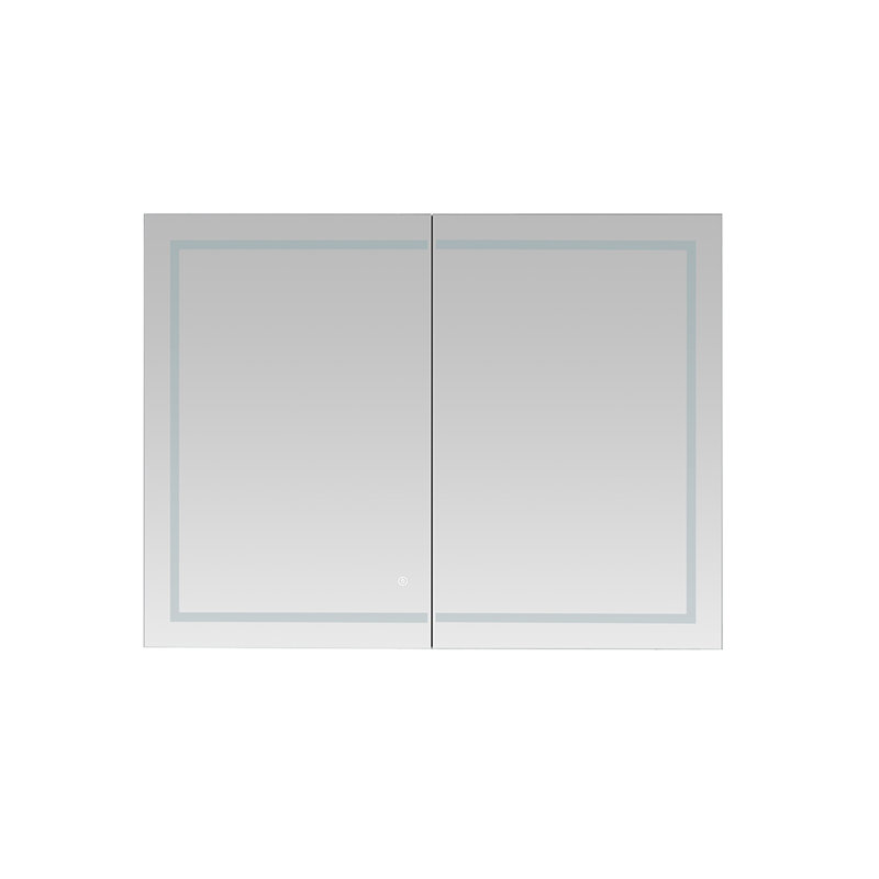 Armoire à pharmacie avec désembueur à DEL, l 40 po x H 36 po x P 5 po Cieren, gradateur, miroir grossissant à DEL réglable 3X, prises électriques