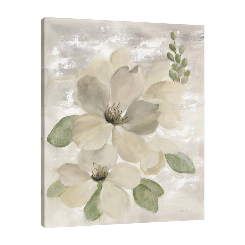 «White on White Floral II Sage» par Silvia Vassileva, reproduction sur toile tendue, H 20 po x l 16 po x P 1,5 po