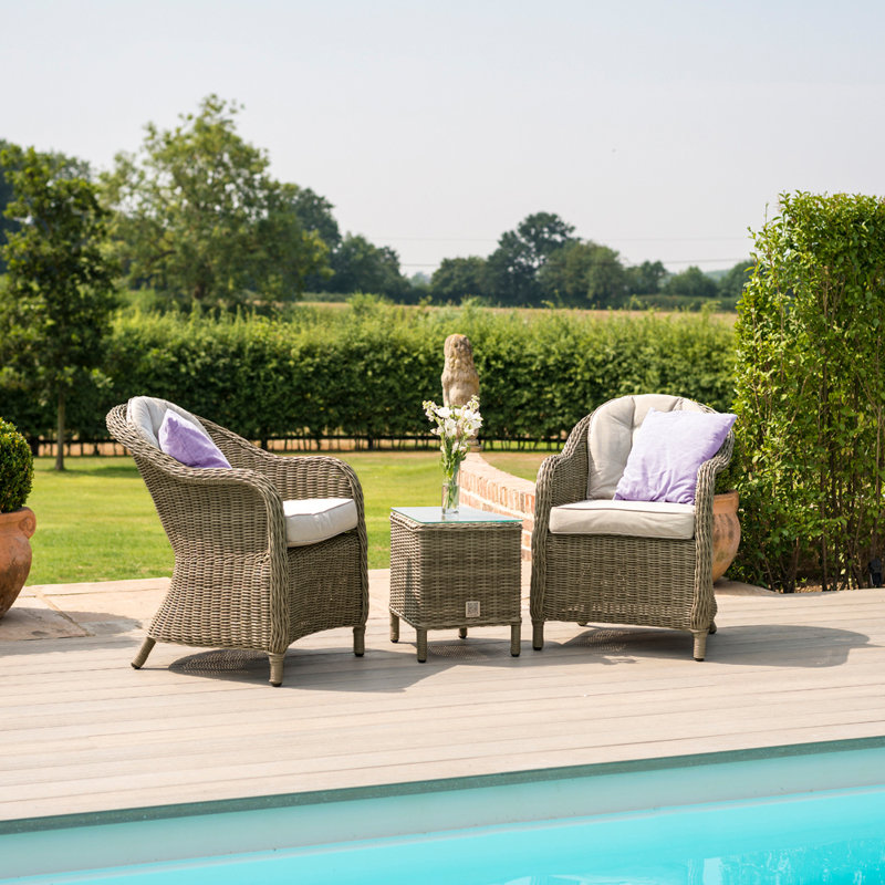 Outdoor Salinas All Weather Wicker 2 - Person Seating Group with Cushions