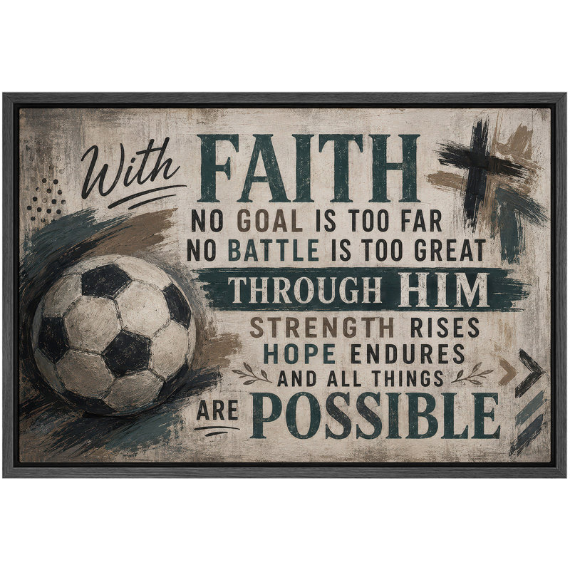 Citation inspirante de soccer, H 16 po x l 24 po x P 1,5 po, Cadre noir