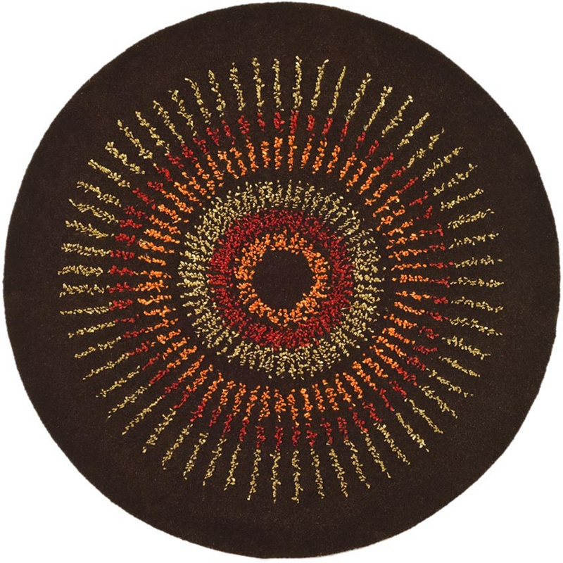 Amier Hand Tufted Wool Geometric Rug, Round 6'