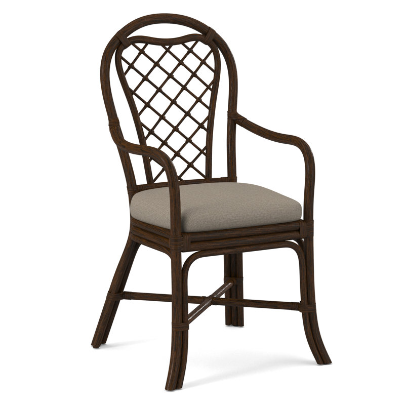 Trellis Dining Arm Chair, Beige Performance Fabric; 0851-73, Coffee