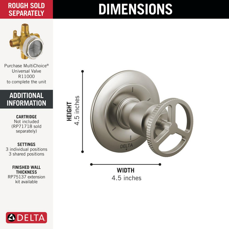 Diverter Trim 6-Setting, Stainless