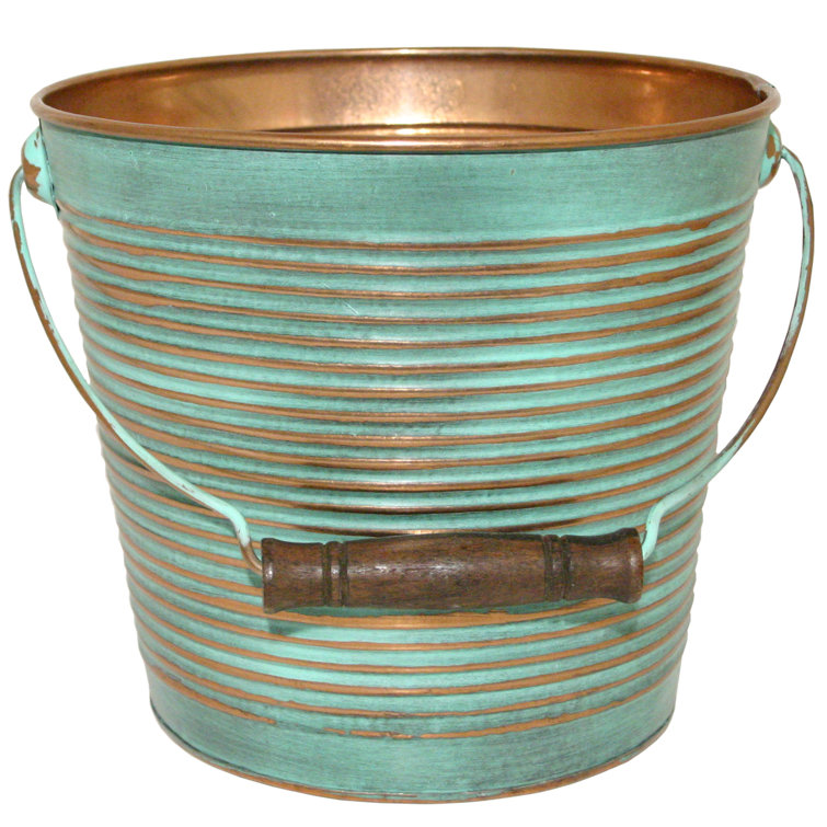 Antique Copper Pot with Patina: Decorative Metallic Pot or Planter