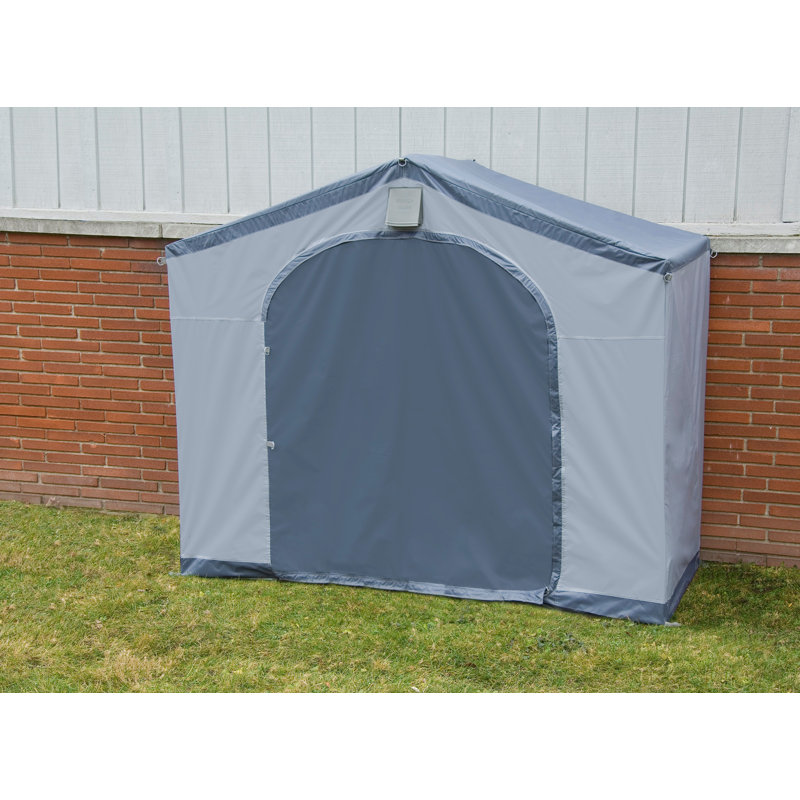 Gray Portable Vinyl Storage Shed with Screened Vents
