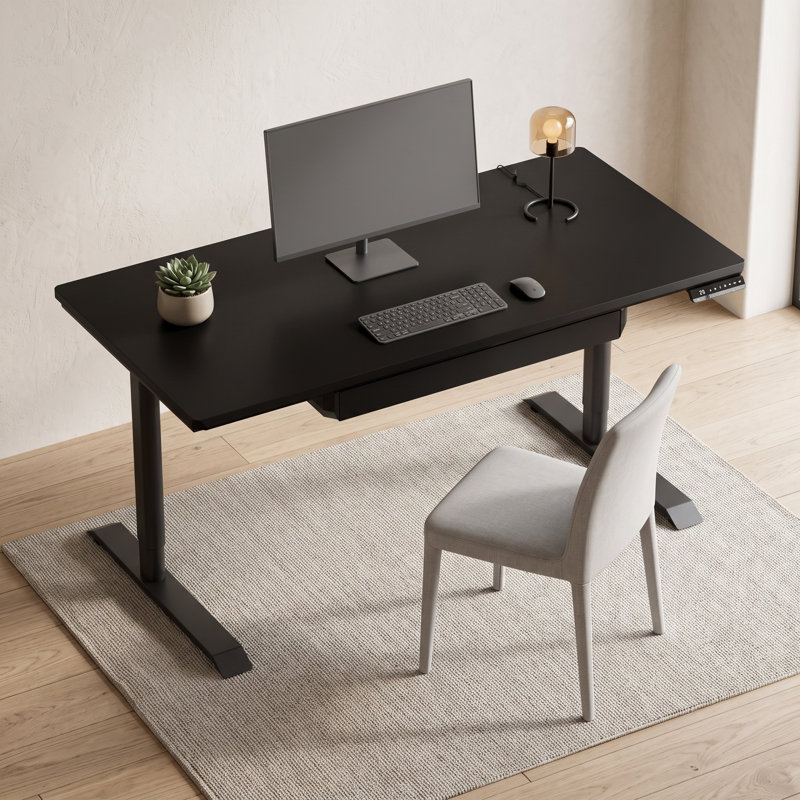 Bureau assis-debout électrique modulaire CreatorOne 63 po avec tiroir et prise intégrée