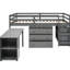 Lit mezzanine simple gris avec bureau pratique et armoire à roulettes grise pour maximiser l'utilisation de l'espace-459235843