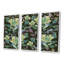 Botanique vert clair sur vert foncé - ensemble d'art mural sur toile traditionnel encadré de 3-491912230-491912226