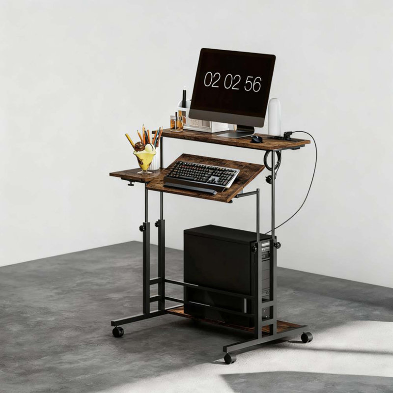 Bureau debout réglable avec plateau inclinable