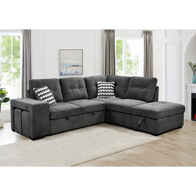 Canapé modulaire moderne de couleur gris anthracite avec coussins de dossier capitonnés et sièges spacieux
