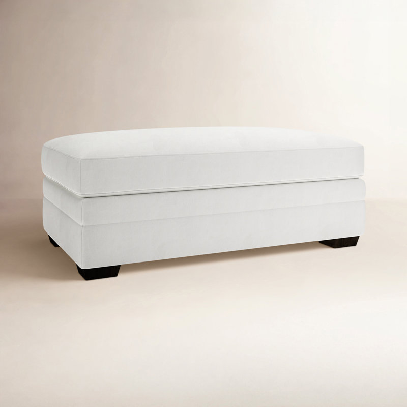 Edan 44" Ottoman, Classic Bleach White Twill