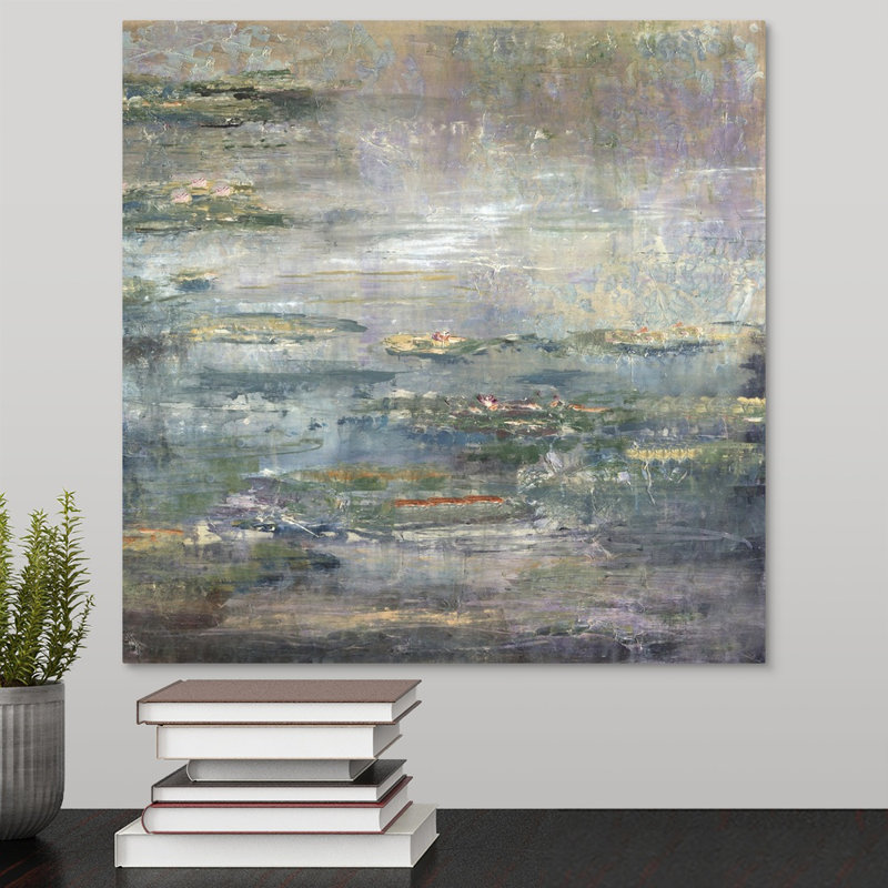 «Twilight Lilies II», peinture sur toile, Toile tendue, H 16 po x l 16 po x P 1,25 po