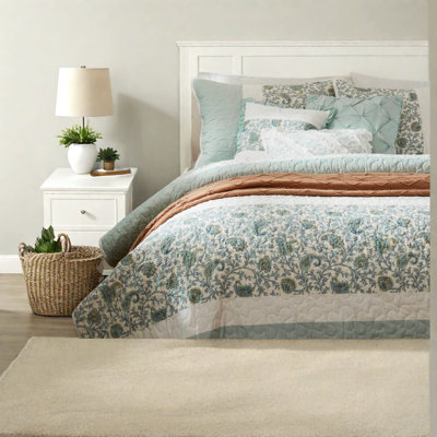 Ensemble de literie en percale de coton 6 pièces de qualité supérieure, de style campagnard, très grand / très grand californien