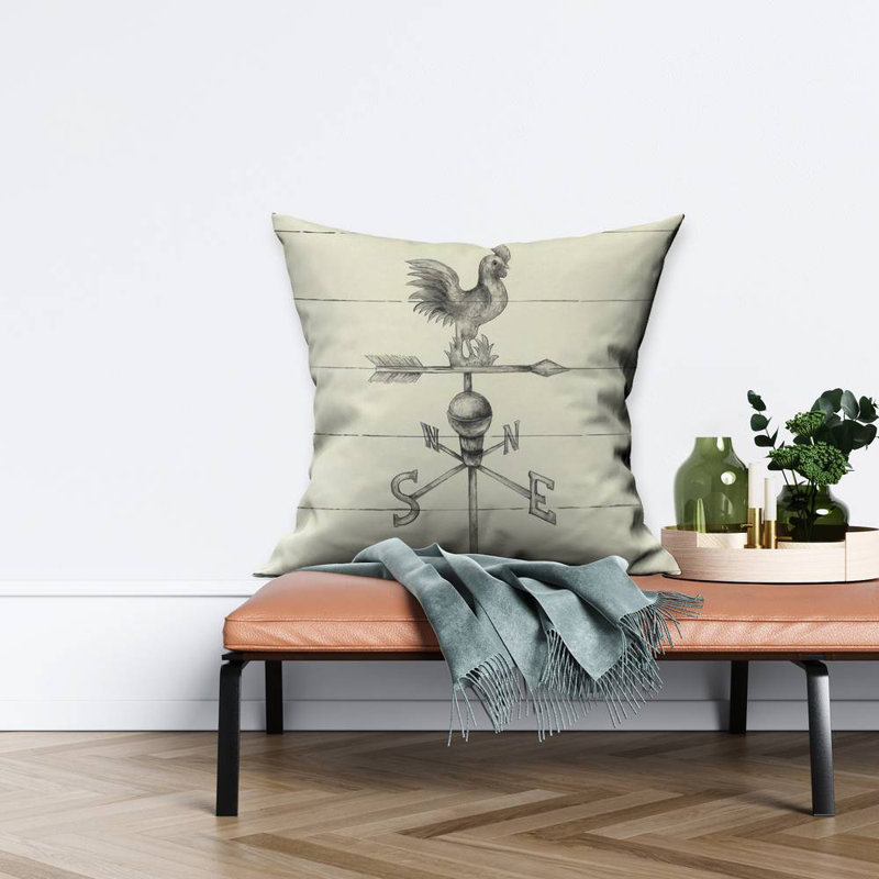 Vintage Weathervane Gray Poly Twill Throw | Home Decor Accent – Throw Pillow Cover Only, Double-Sided Print, Insert Not Included