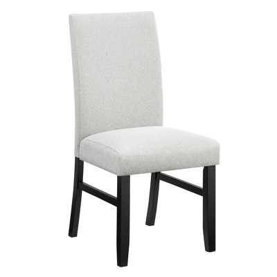2 chaises de salle à manger rembourrées grises contemporaines, ton doux, poids de 32 lb, pieds à finition foncée et 2 côtés, finition 38 pouces de hauteur