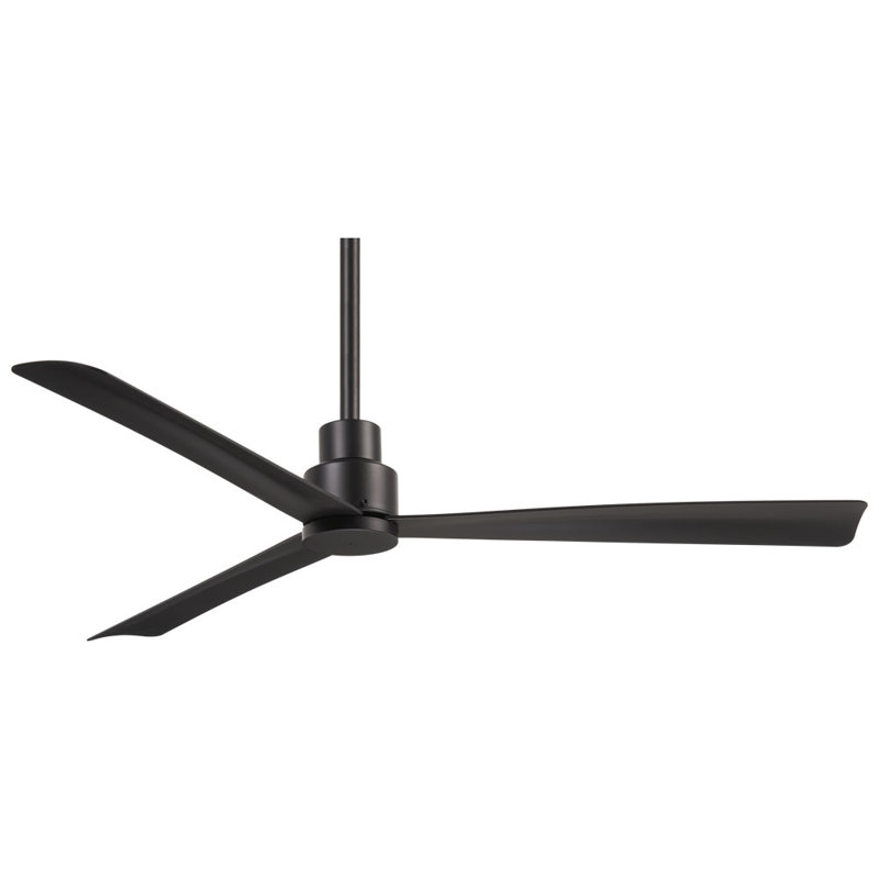 52" Simple 3 - Blade Outdoor Standard Ceiling Fan with Remote Control, Coal