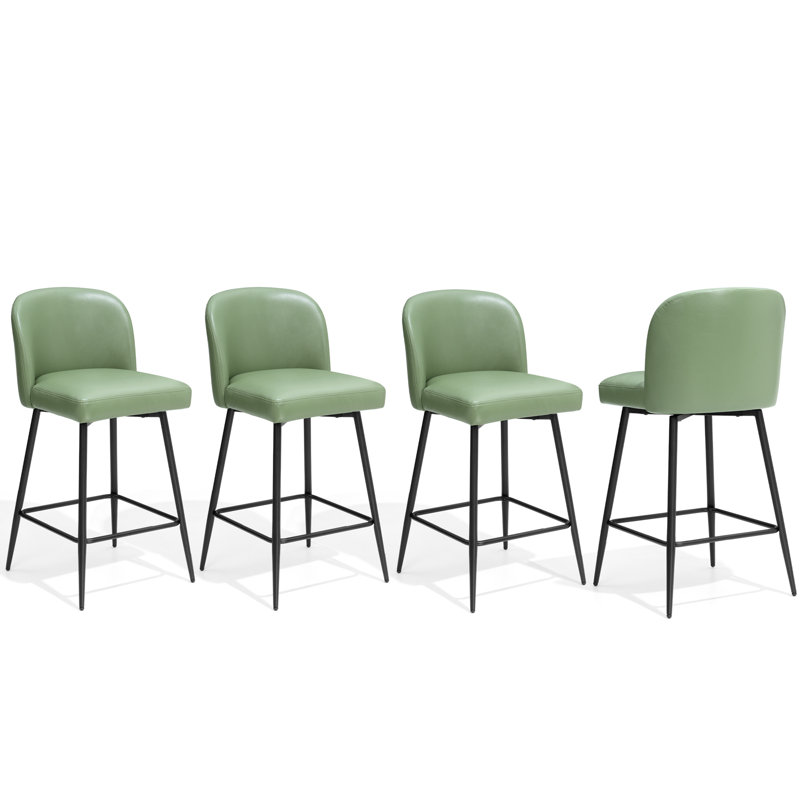 Swivel 26.8'' Faux Leather Counter Stool ( Set Of 4 ), Green