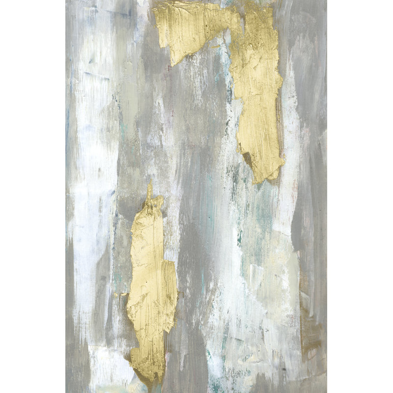 Textured Neutrals and Gold I by Jennifer Goldberger - Painting, 122 cm H x 81 cm W, Black Floater Framed