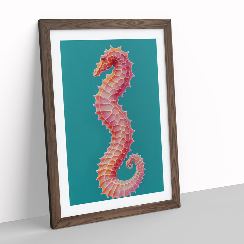 Profile Of A Seahorse No.1 - Single Picture Frame Print, 34cm H x 25cm W x 2cm D, Walnut Framed