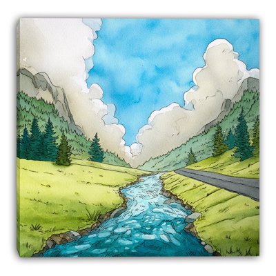 Alpine Valley Landscape III Wrapped Canvas Wall Art